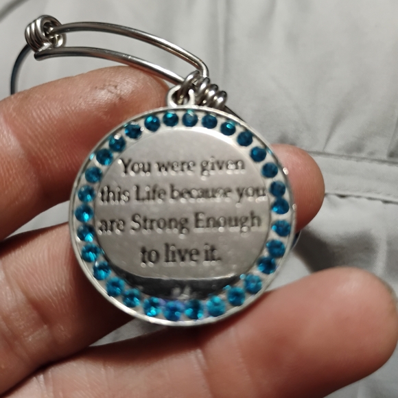 None Jewelry - Inspirational Blue Crystal Bracelet